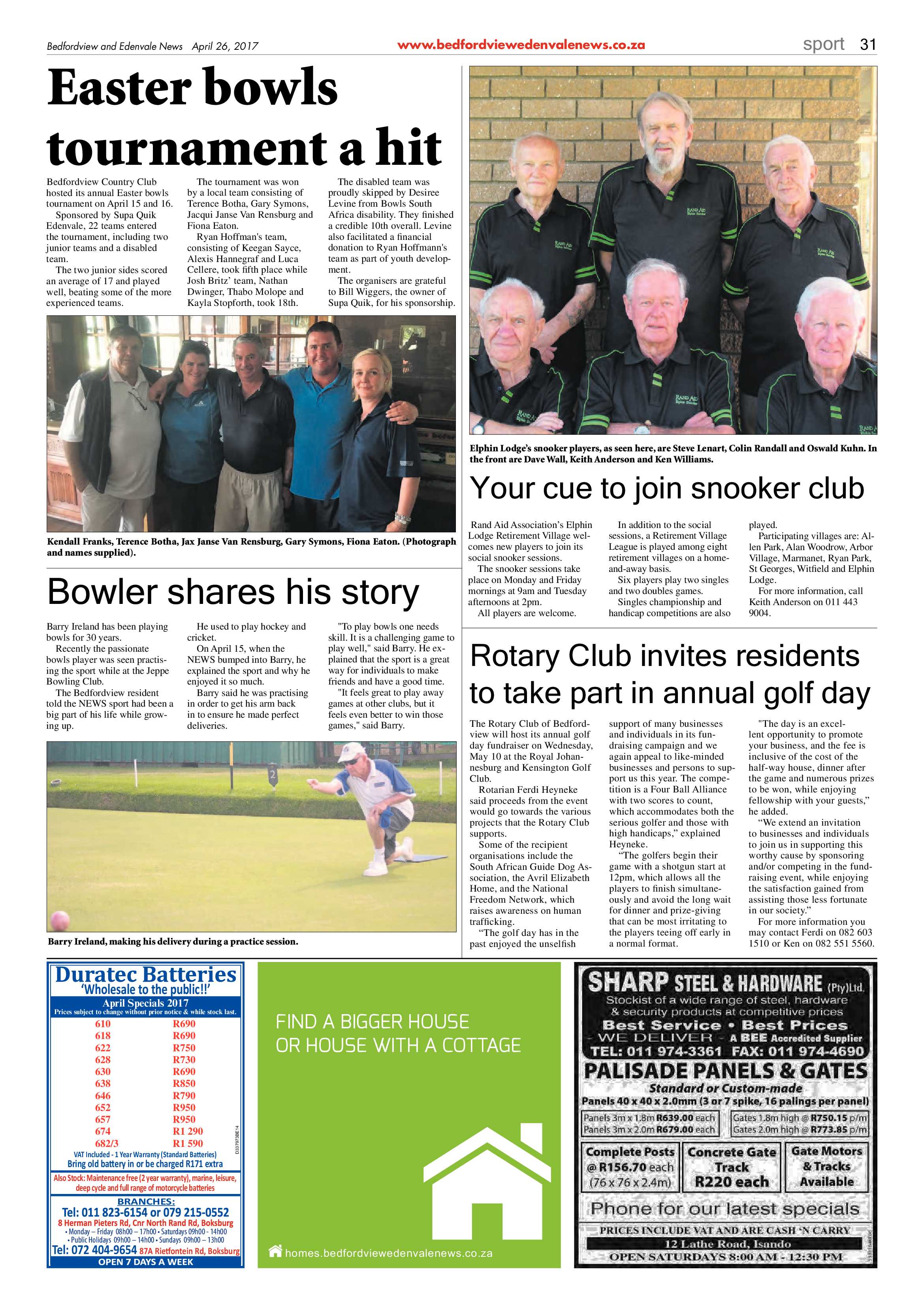 Bedfordview and Edenvale News 26 April 2017 page 31