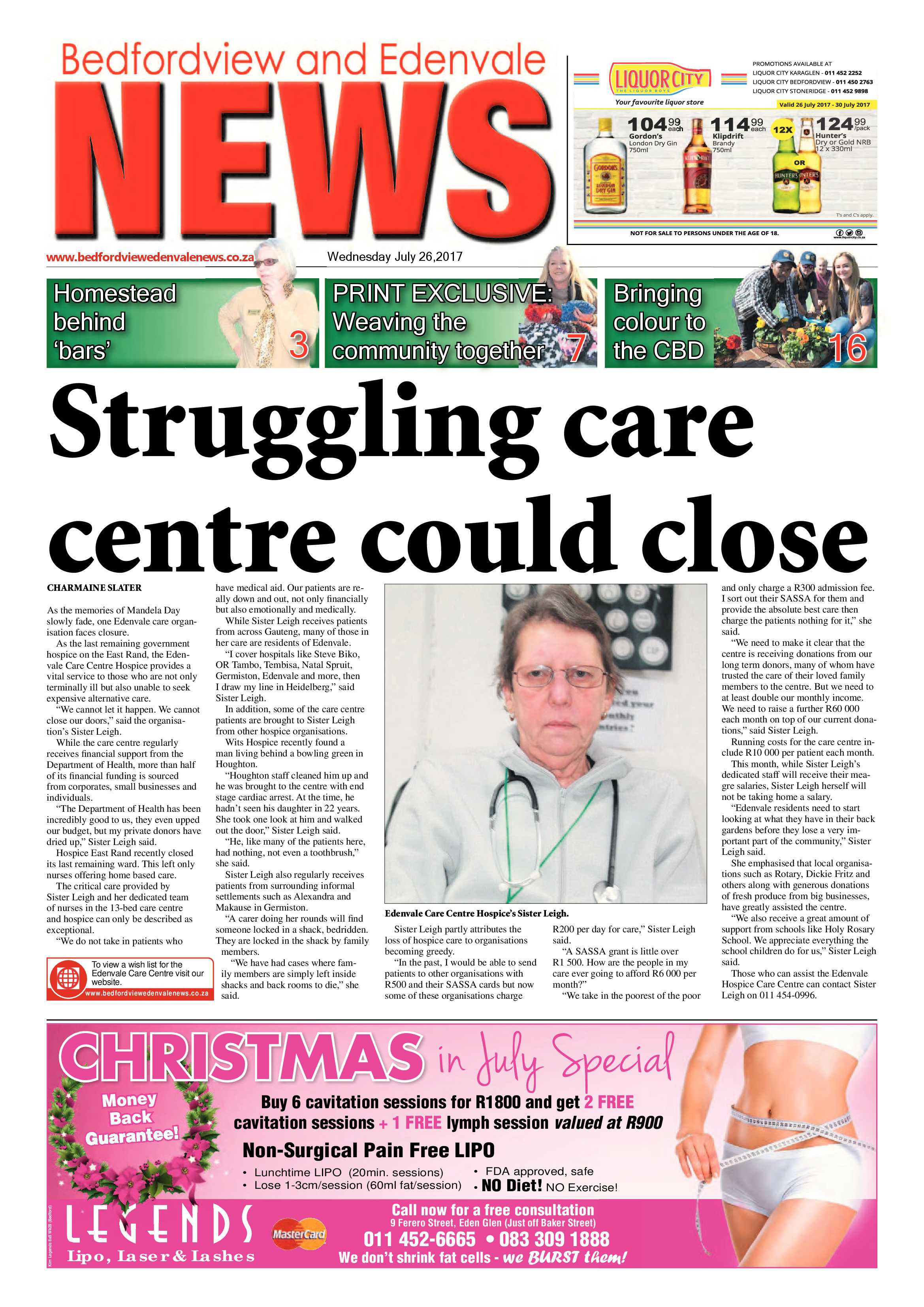 Bedfordview and Edenvale News 26 July 2017 page 1