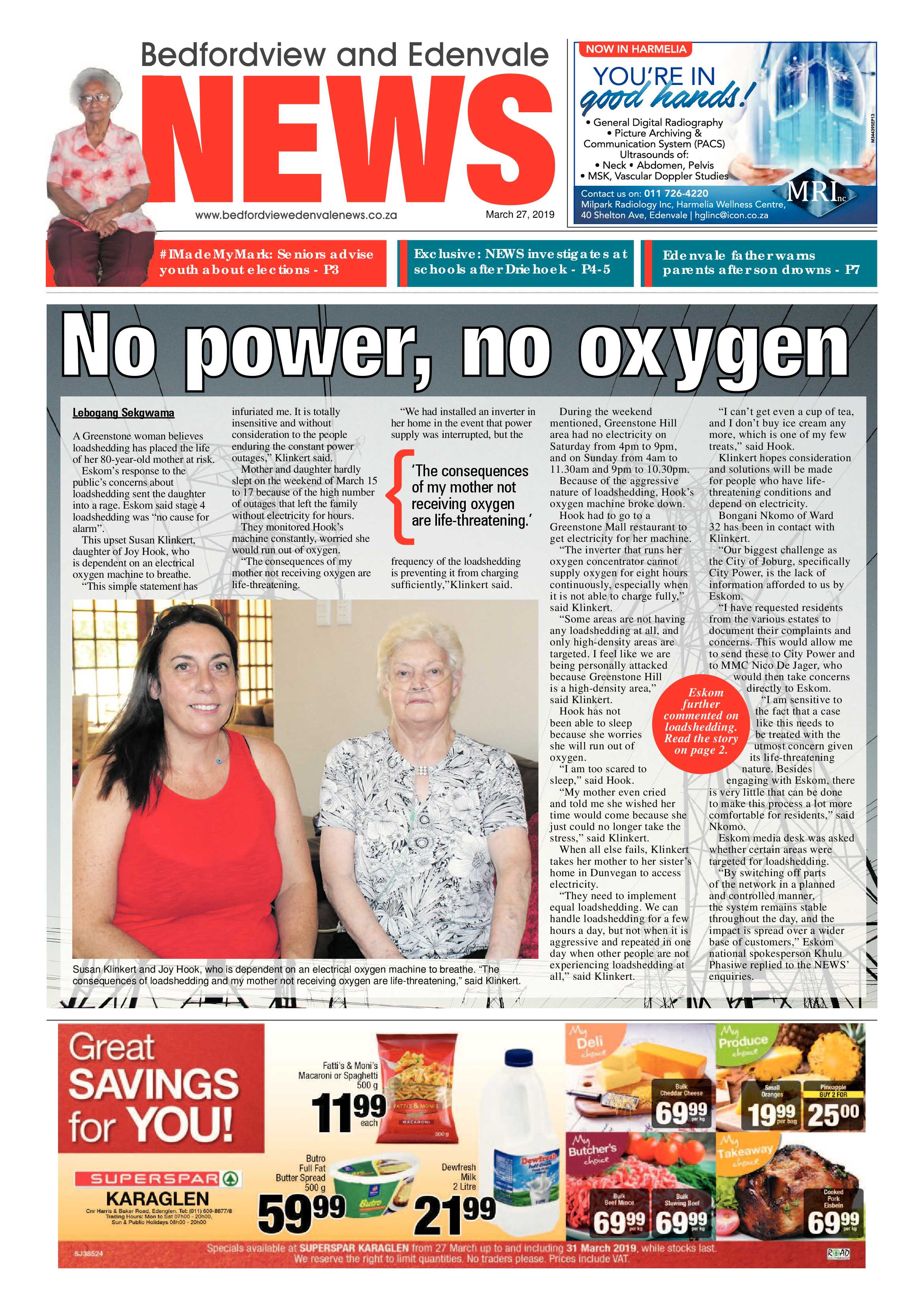 Bedfordview and Edenvale News 27 March 2019 page 1
