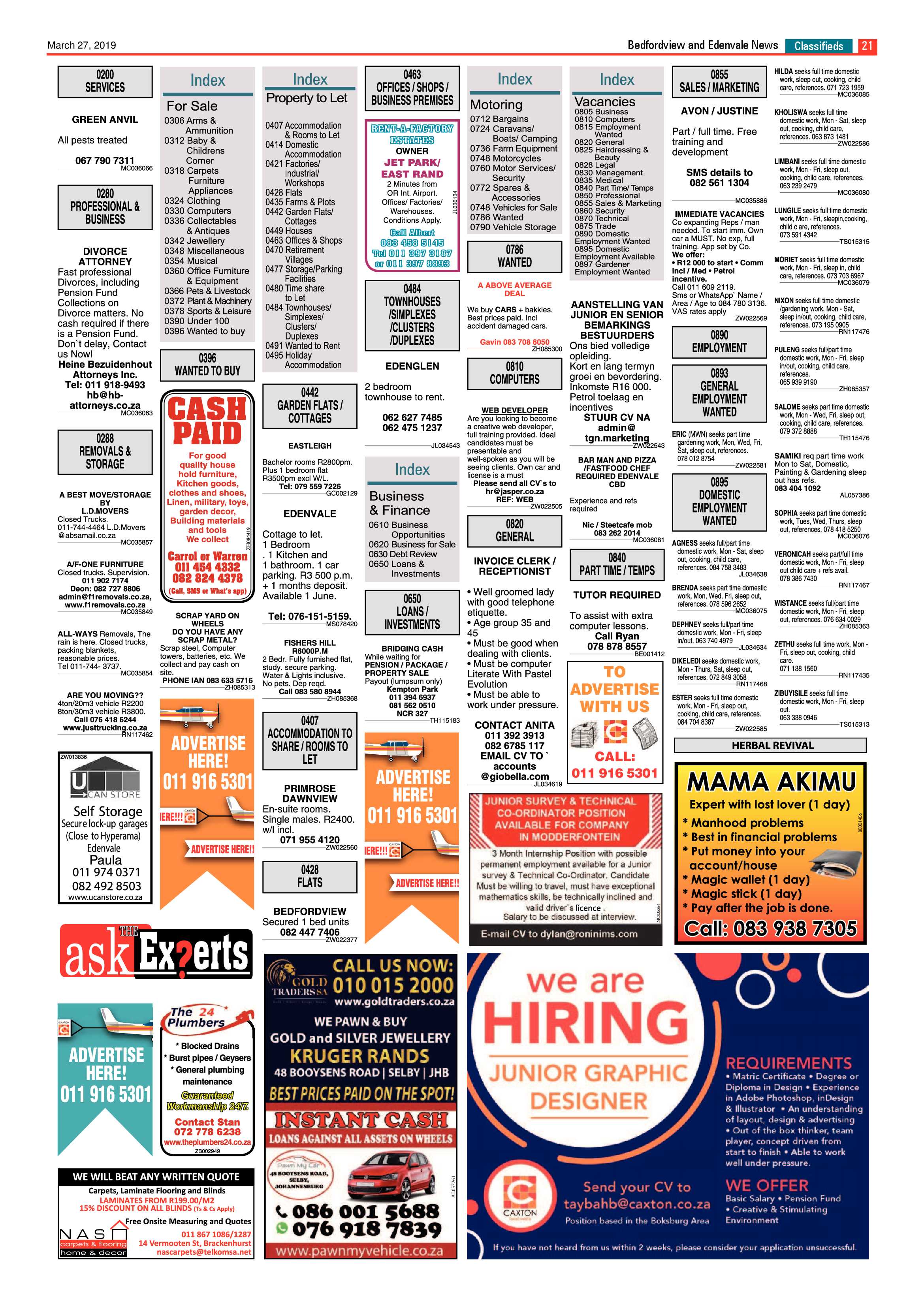 Bedfordview and Edenvale News 27 March 2019 page 21
