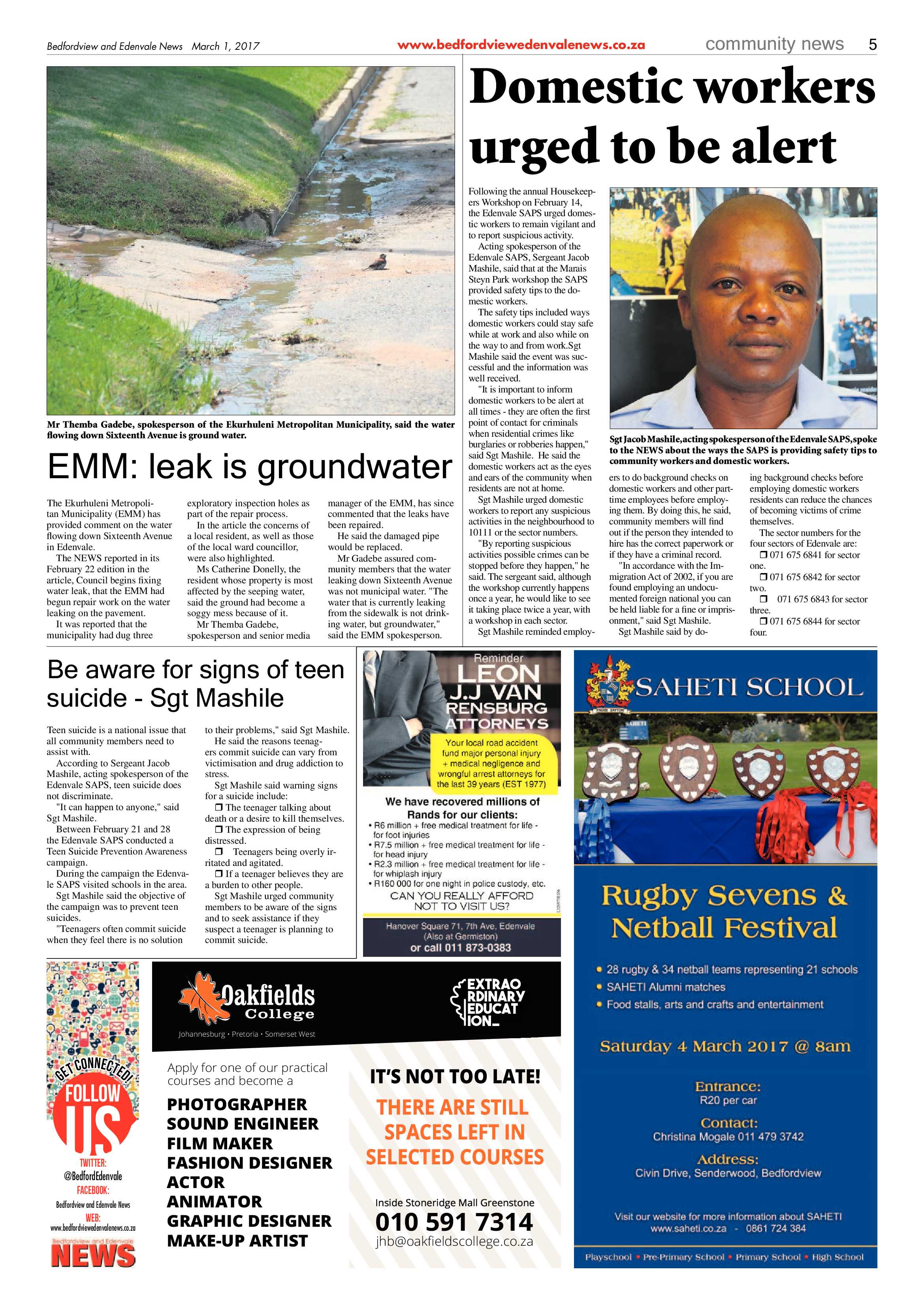 Bedfordview and Edenvale News 01 March 2017 page 5
