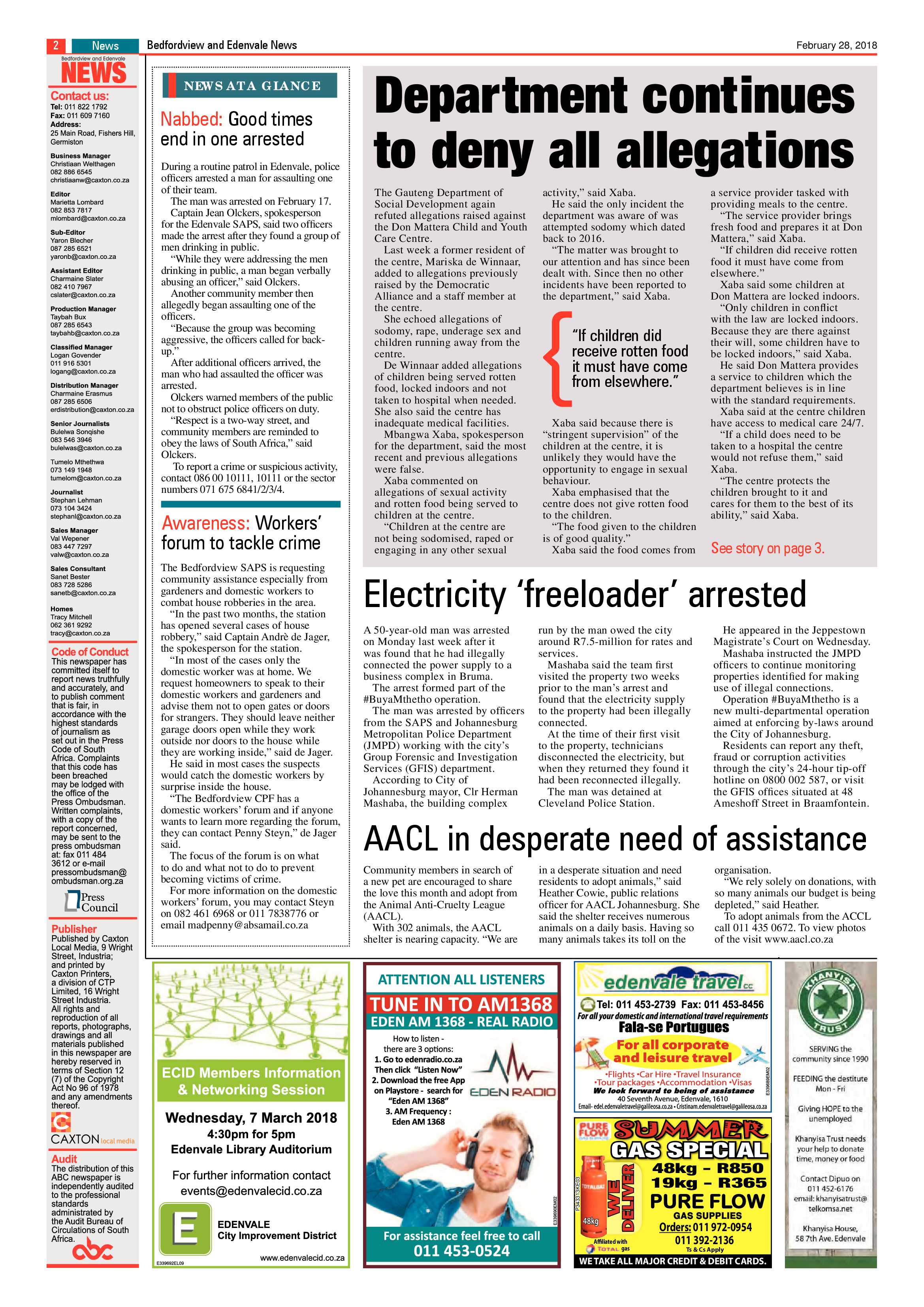 Bedfordview and Edenvale News 28 February 2018 page 2