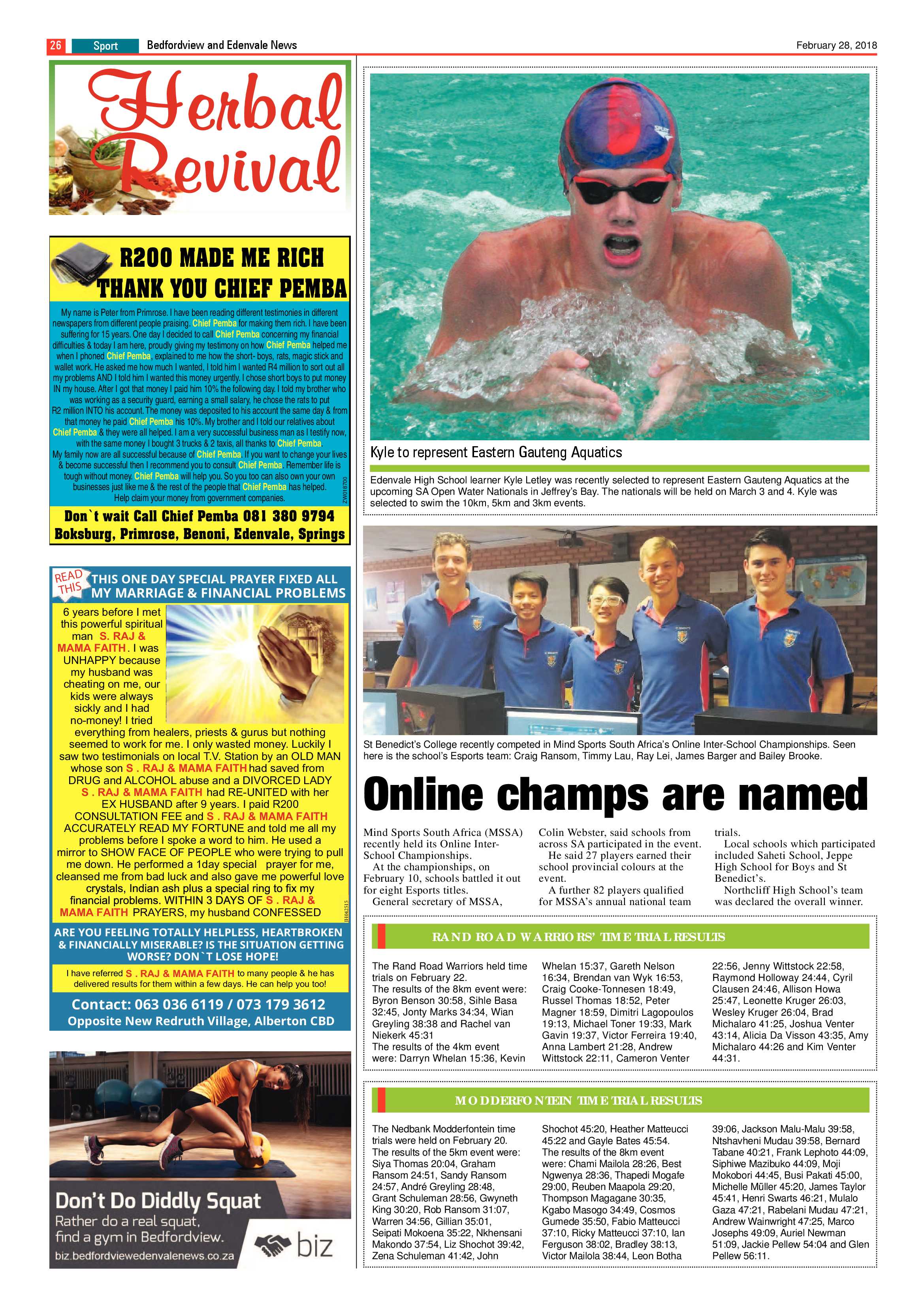 Bedfordview and Edenvale News 28 February 2018 page 26