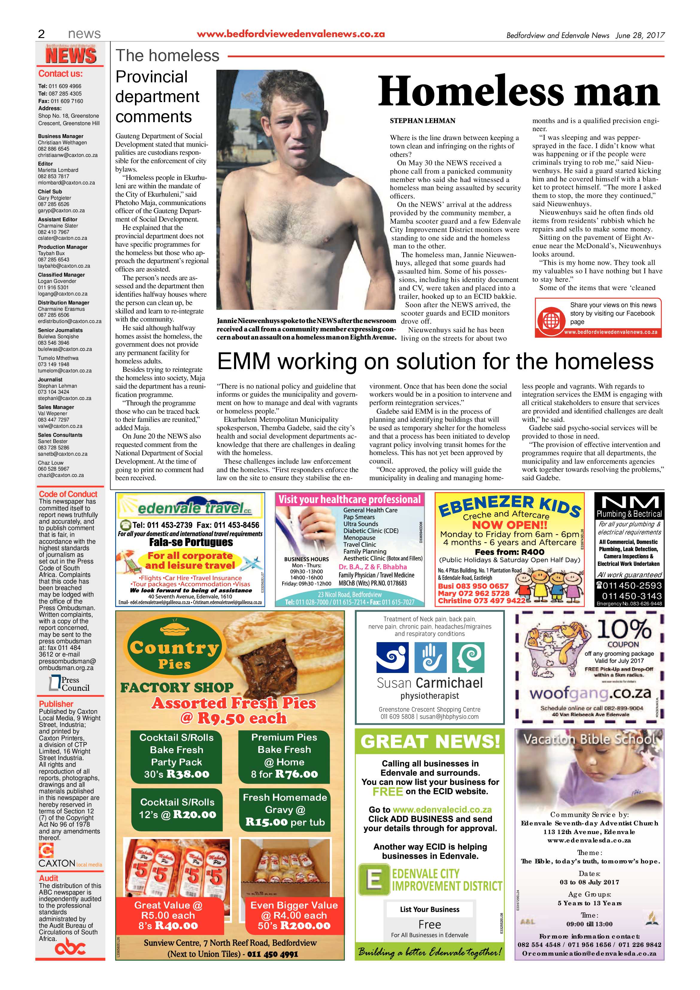 Bedfordview and Edenvale News 28 June 2017 page 2
