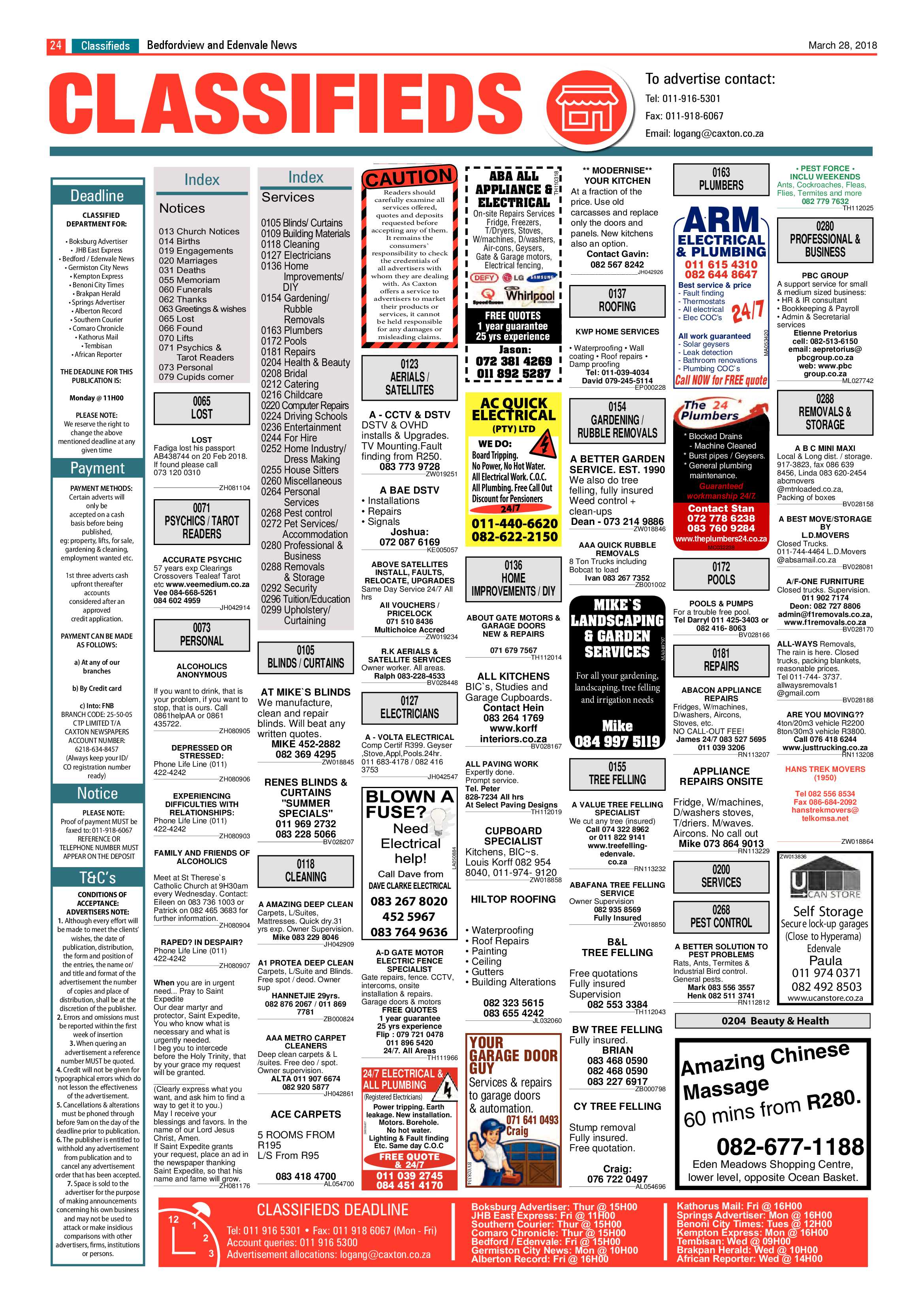 Bedfordview and Edenvale News 28 March 2018 page 24
