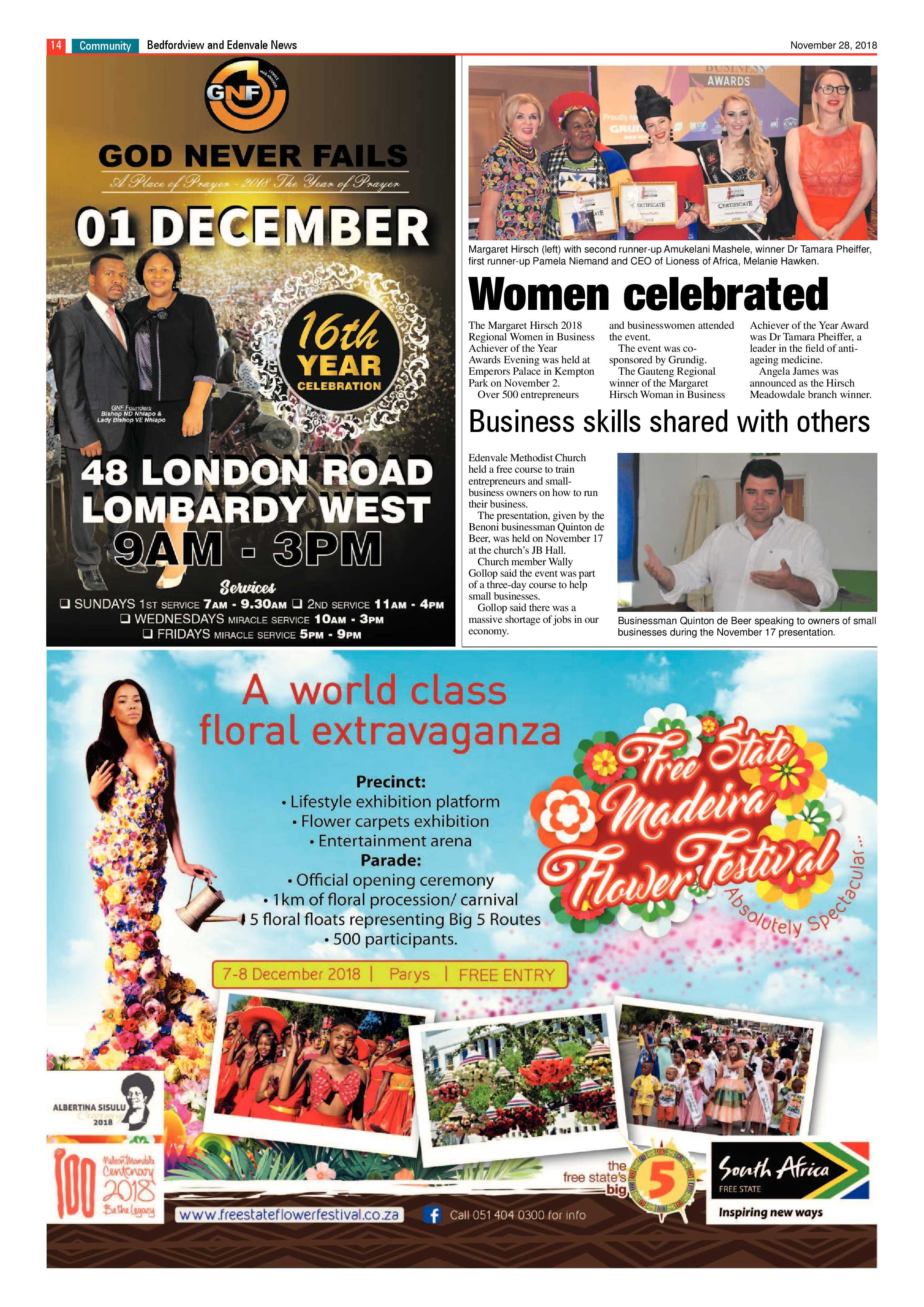 Bedfordview and Edenvale News 28 November 2018 page 14