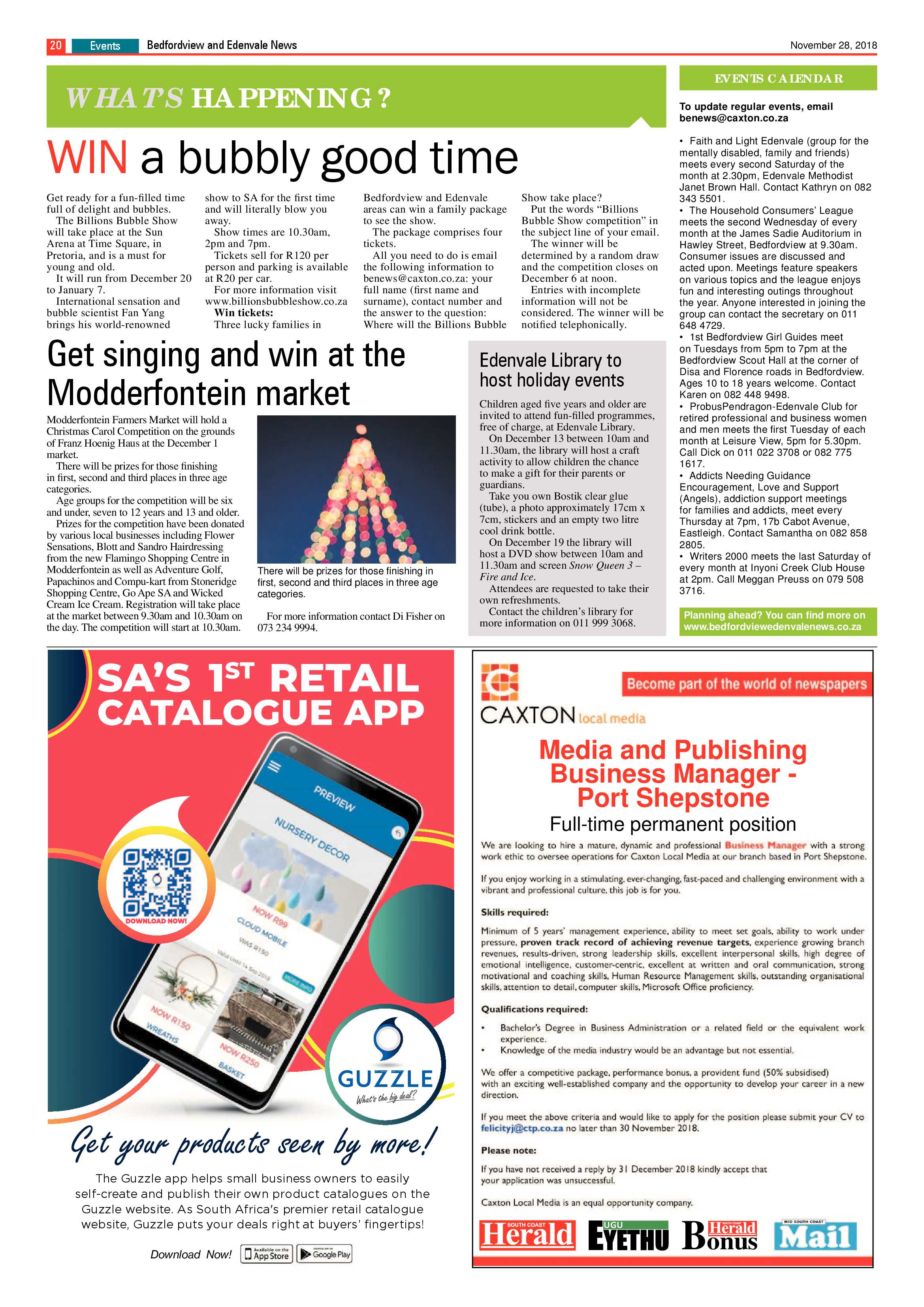 Bedfordview and Edenvale News 28 November 2018 page 20