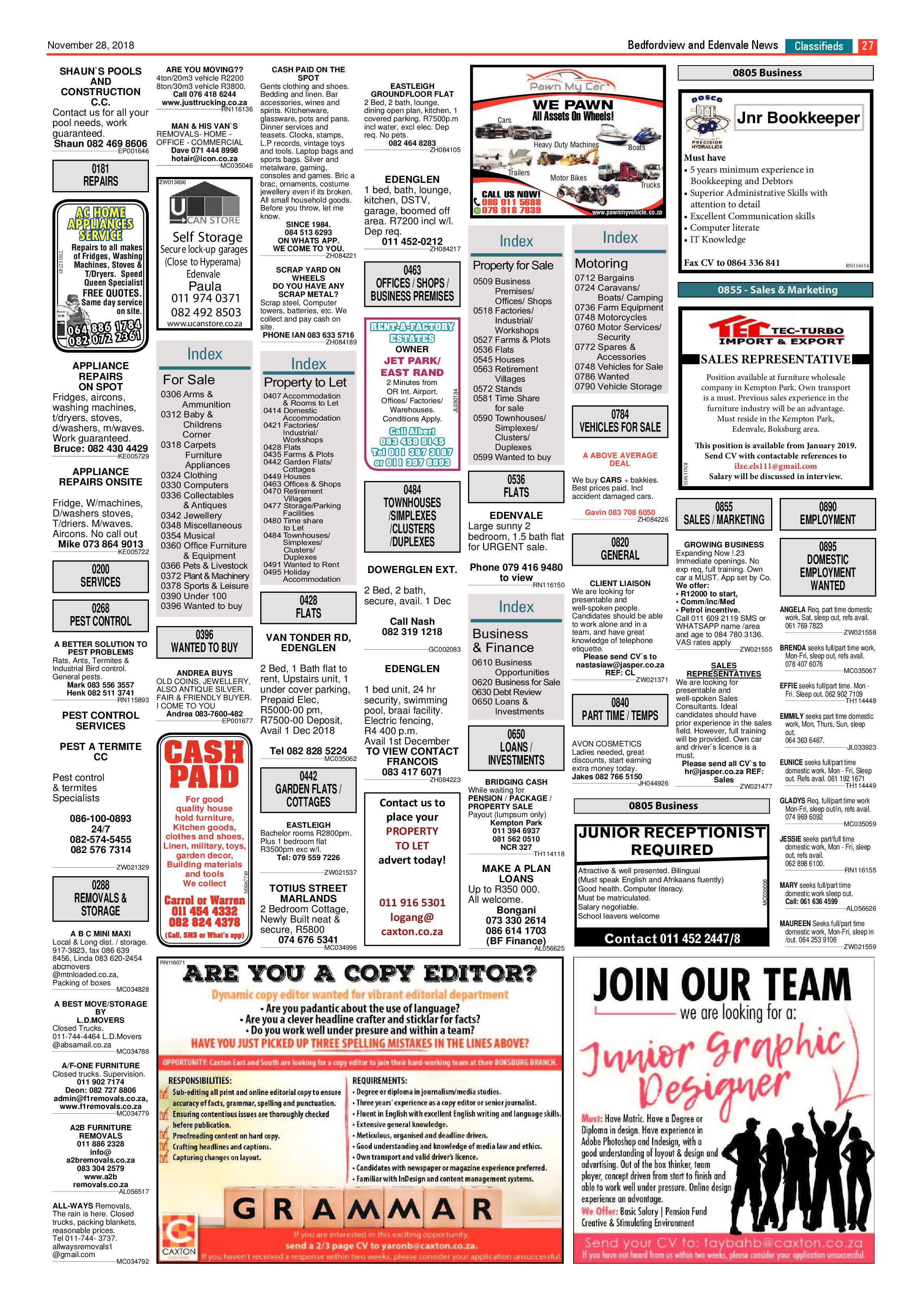 Bedfordview and Edenvale News 28 November 2018 page 27