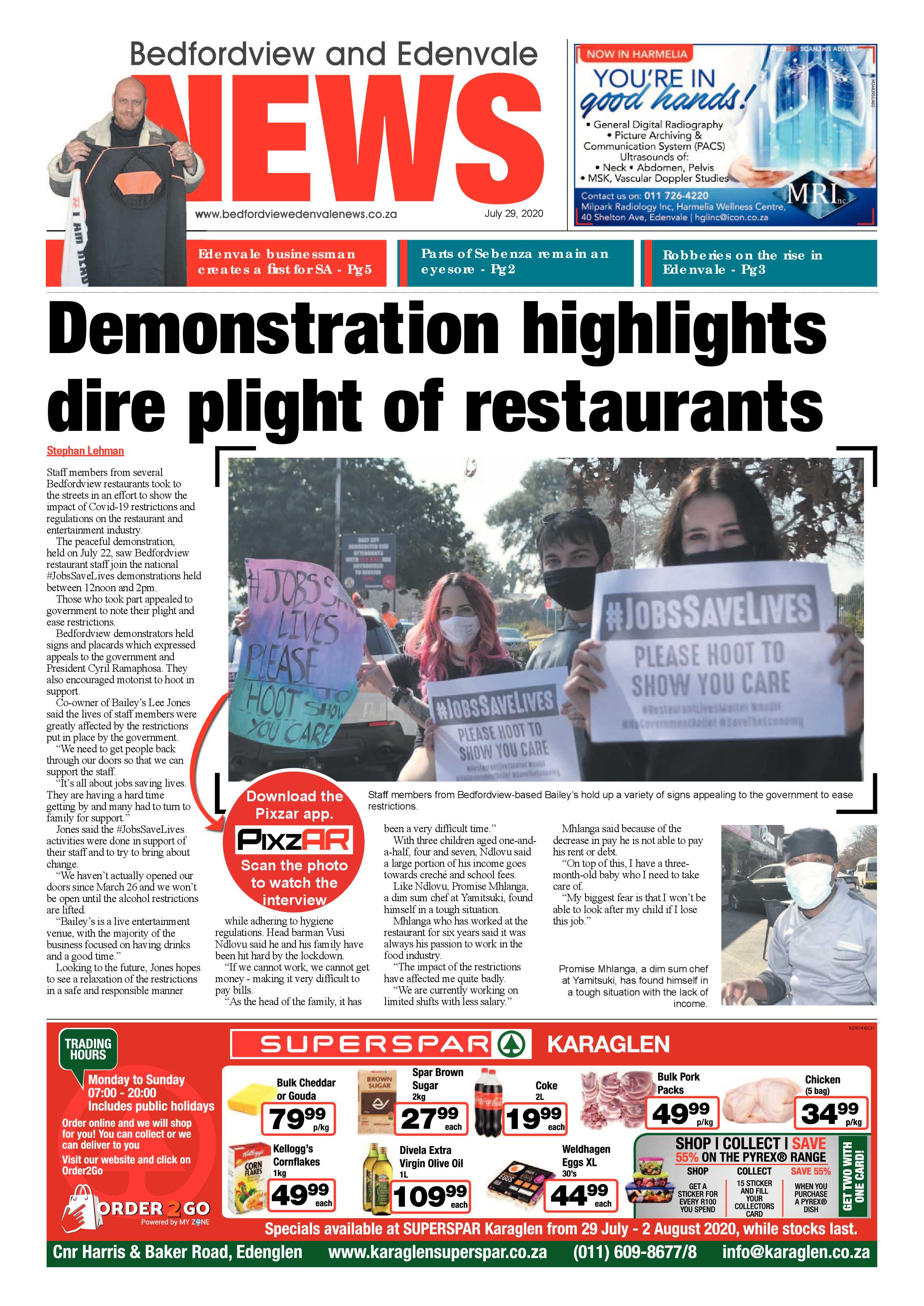 Bedfordview and Edenvale News 29 July 2020 page 1