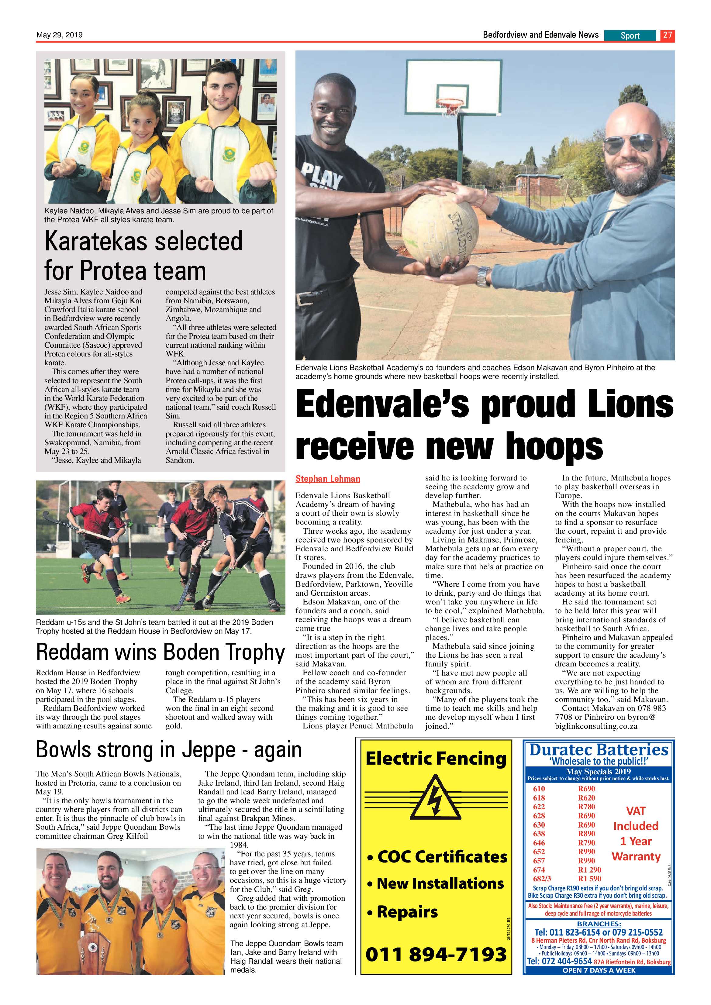 Bedfordview and Edenvale News 29 May 2019 page 27