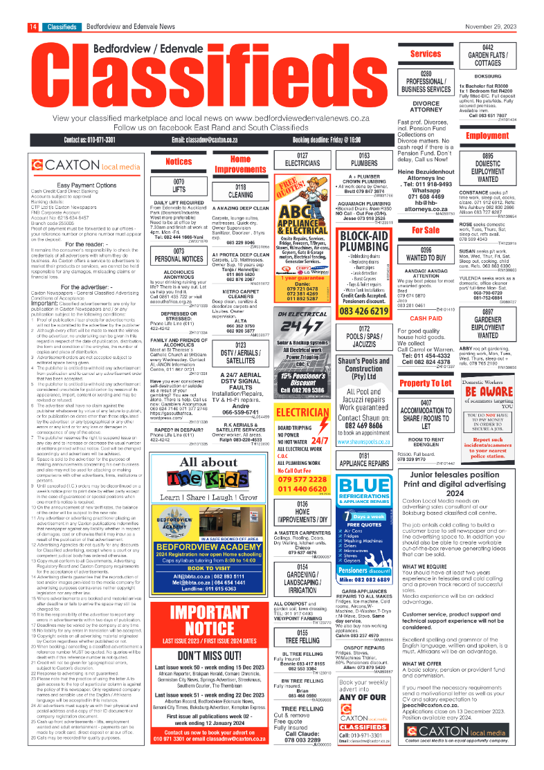 Bedfordview and Edenvale News 29 December 2023 page 14