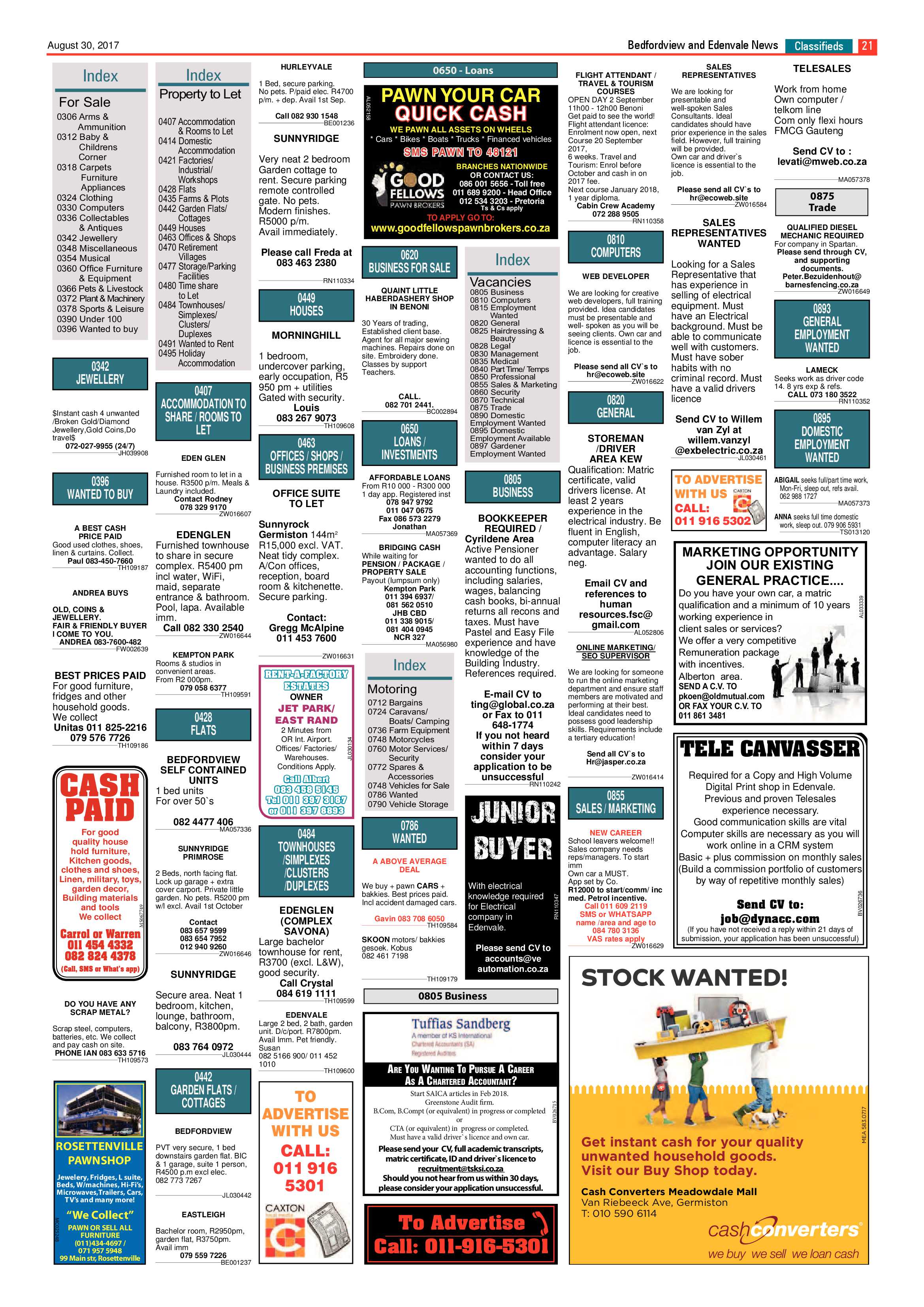 Bedfordview and Edenvale News 30 August 2017 page 21