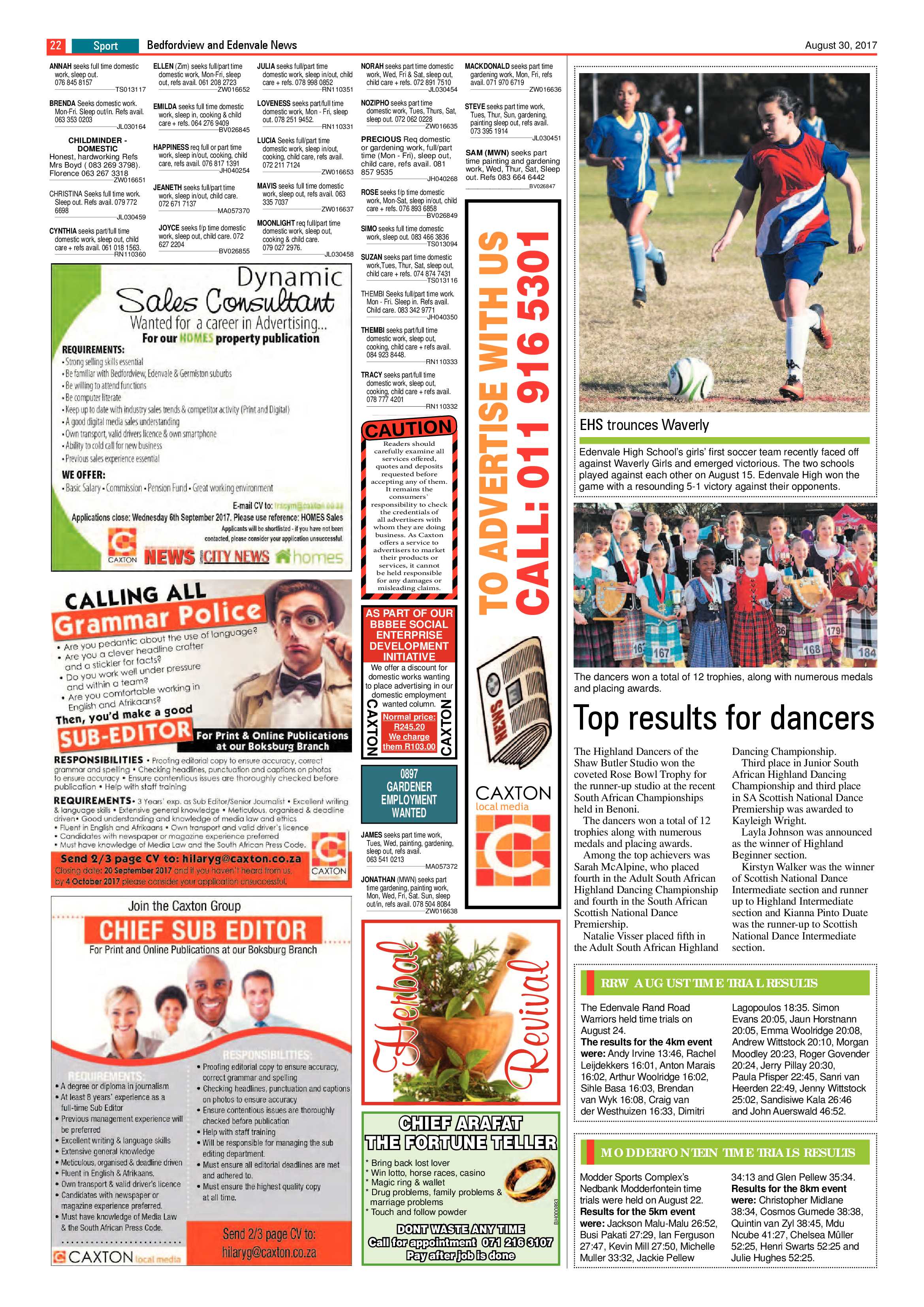 Bedfordview and Edenvale News 30 August 2017 page 22