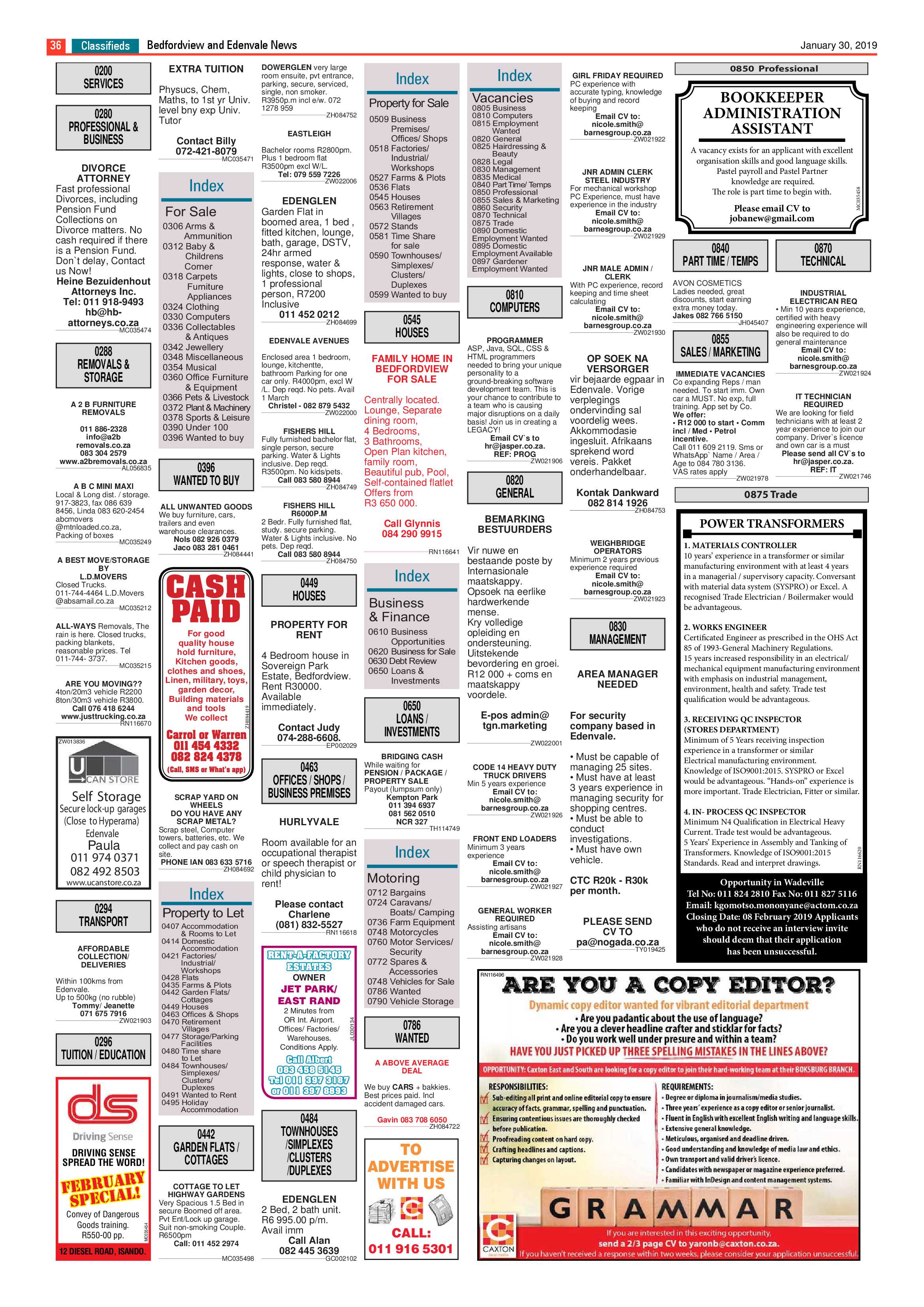 Bedfordview and Edenvale News 30 January 2019 page 36