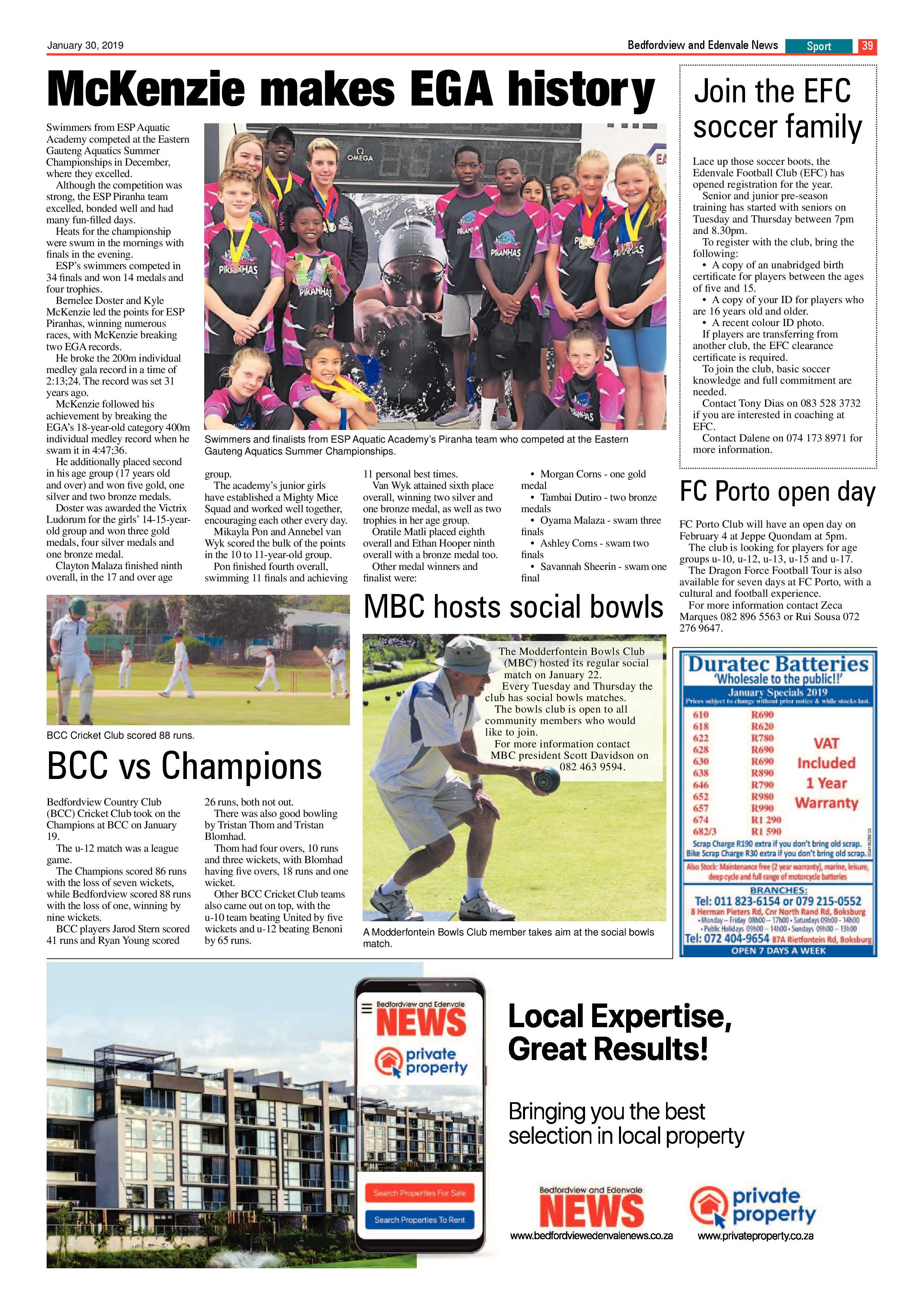 Bedfordview and Edenvale News 30 January 2019 page 39