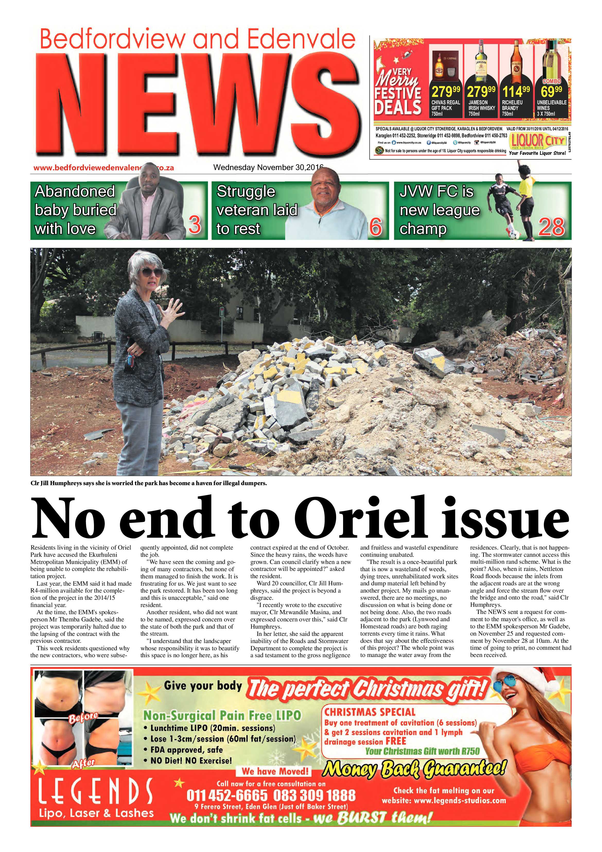 Bedfordview and Edenvale News 30 November 2016 page 1
