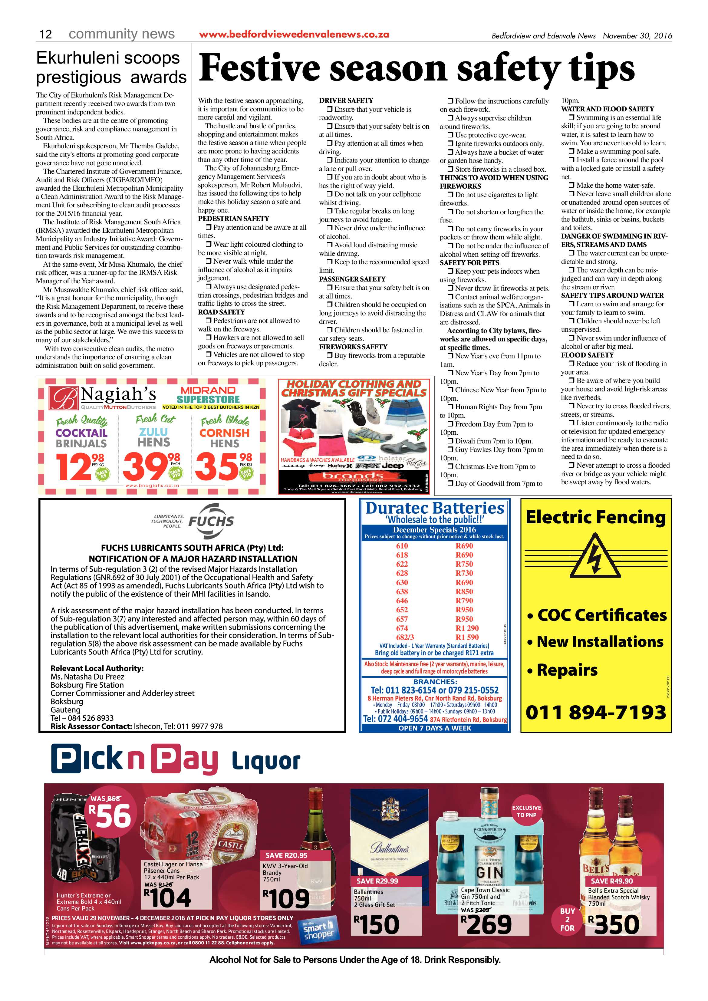 Bedfordview and Edenvale News 30 November 2016 page 12