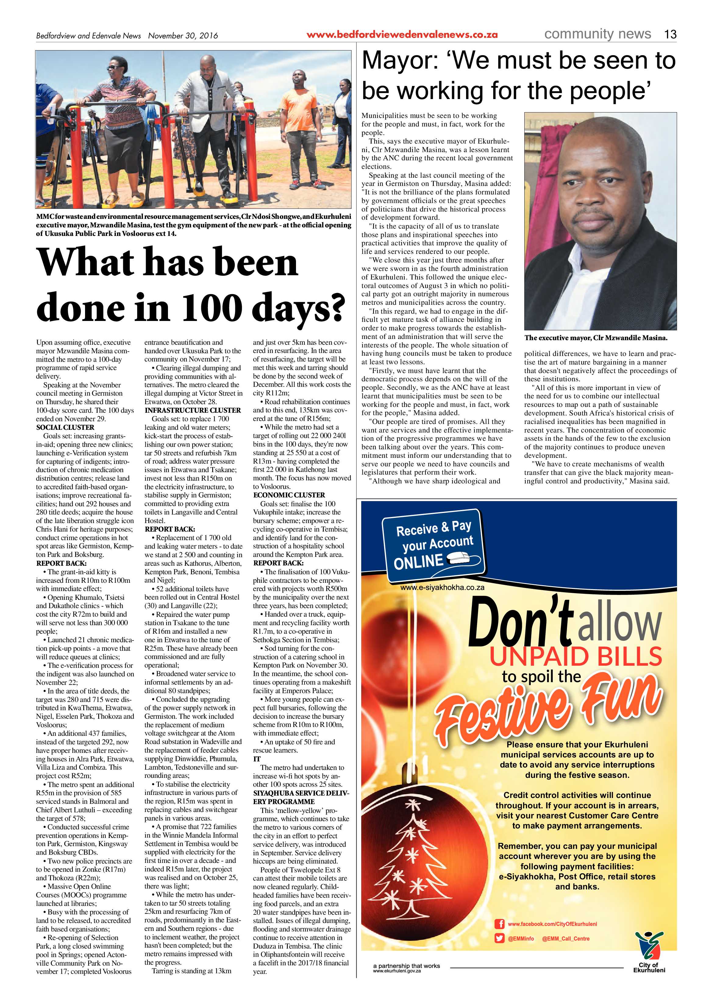 Bedfordview and Edenvale News 30 November 2016 page 13