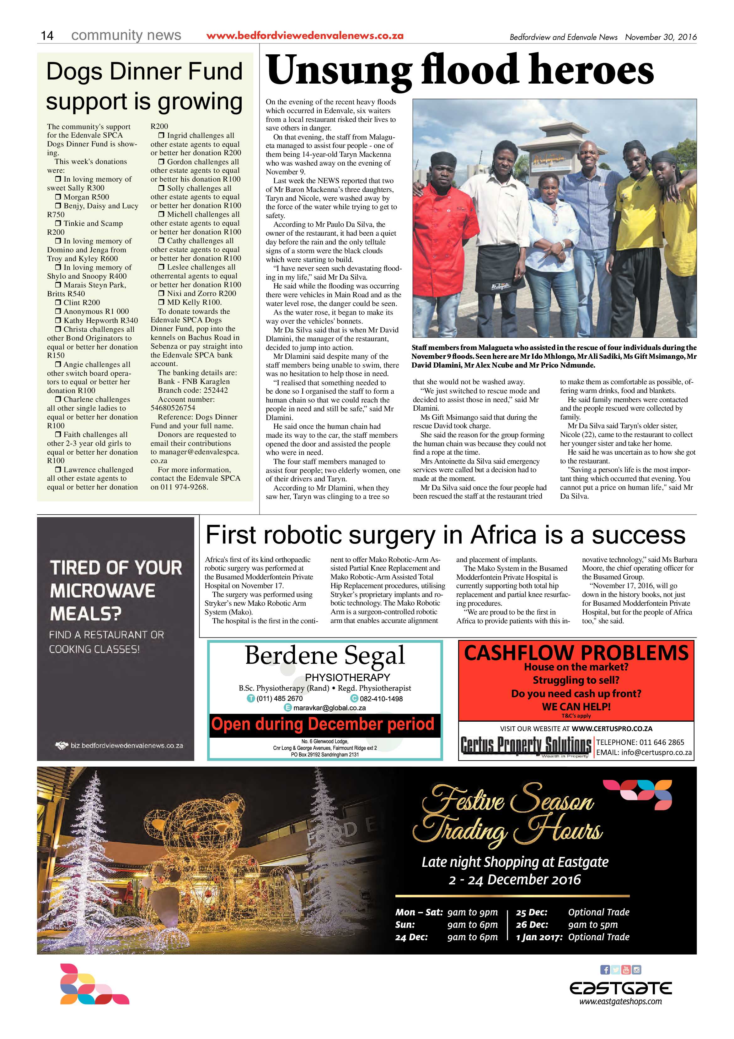 Bedfordview and Edenvale News 30 November 2016 page 14