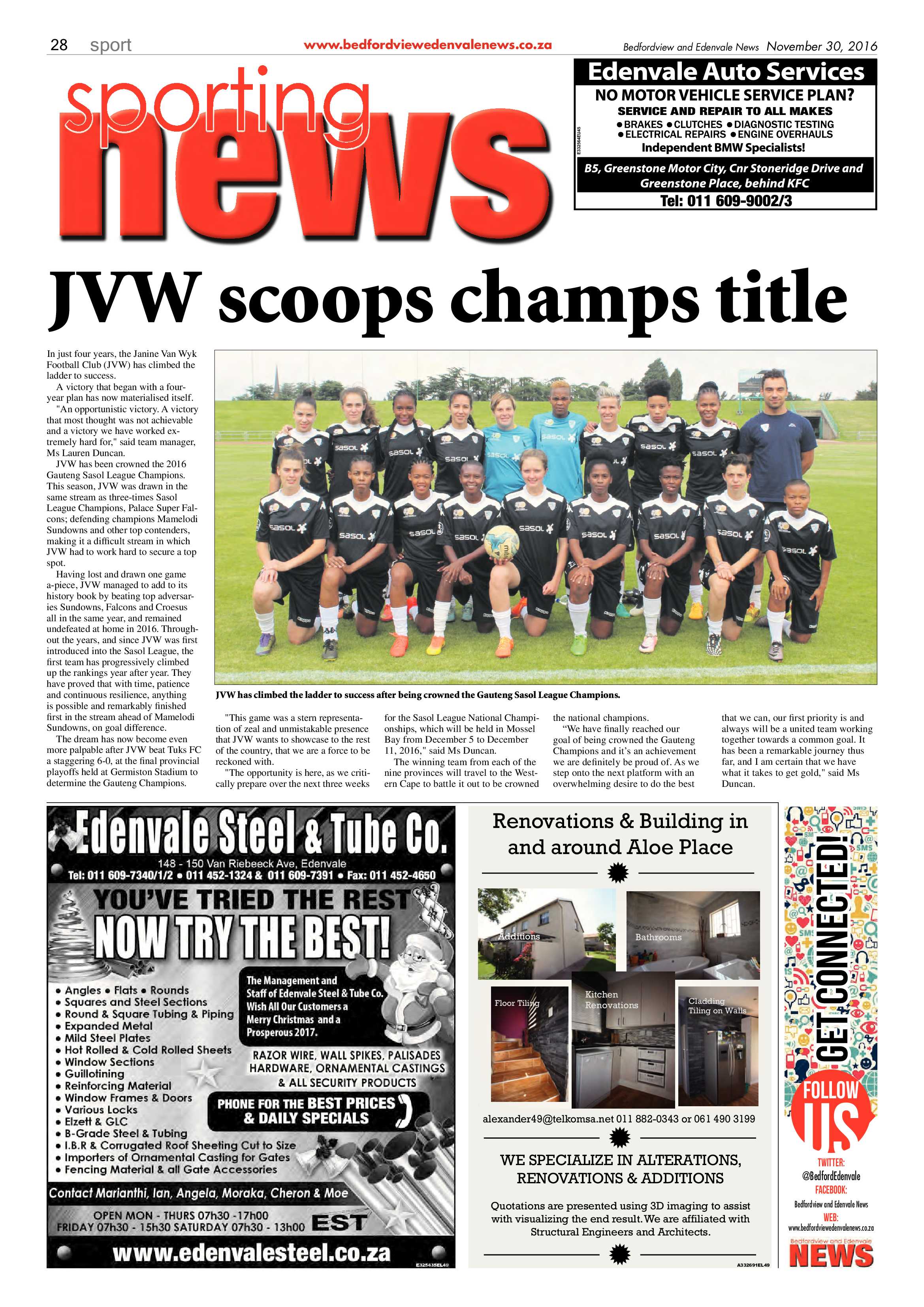 Bedfordview and Edenvale News 30 November 2016 page 28
