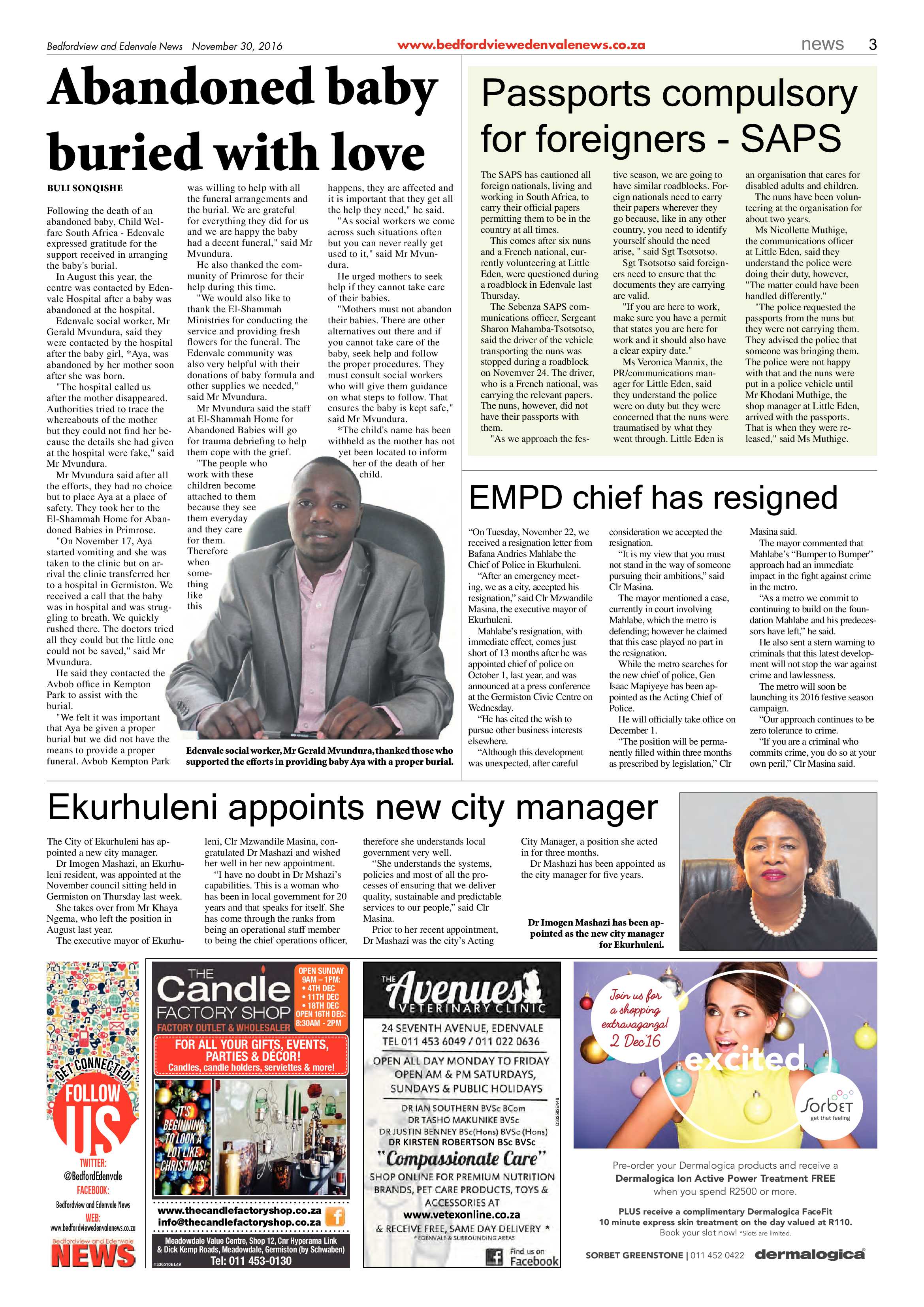 Bedfordview and Edenvale News 30 November 2016 page 3