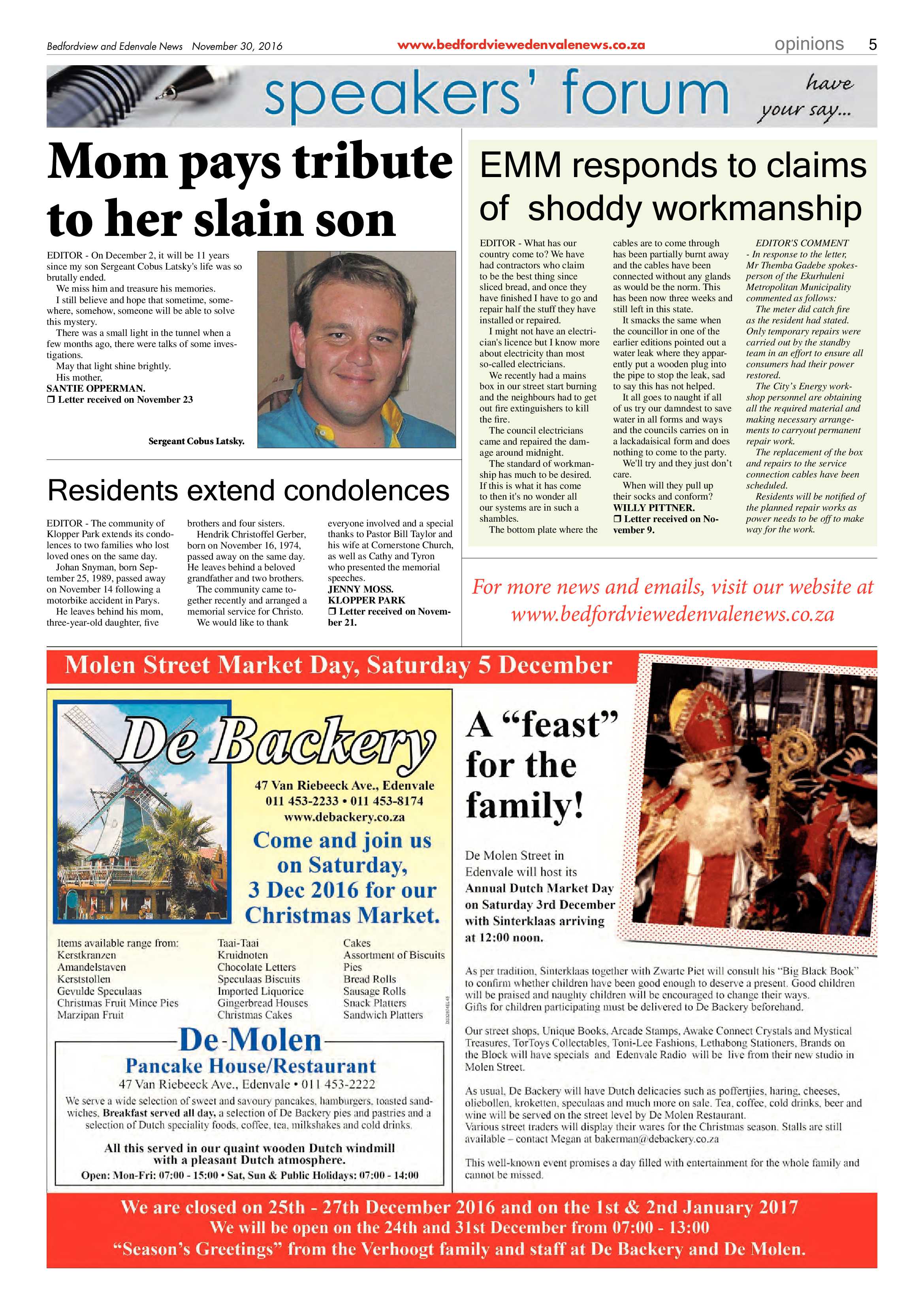 Bedfordview and Edenvale News 30 November 2016 page 5