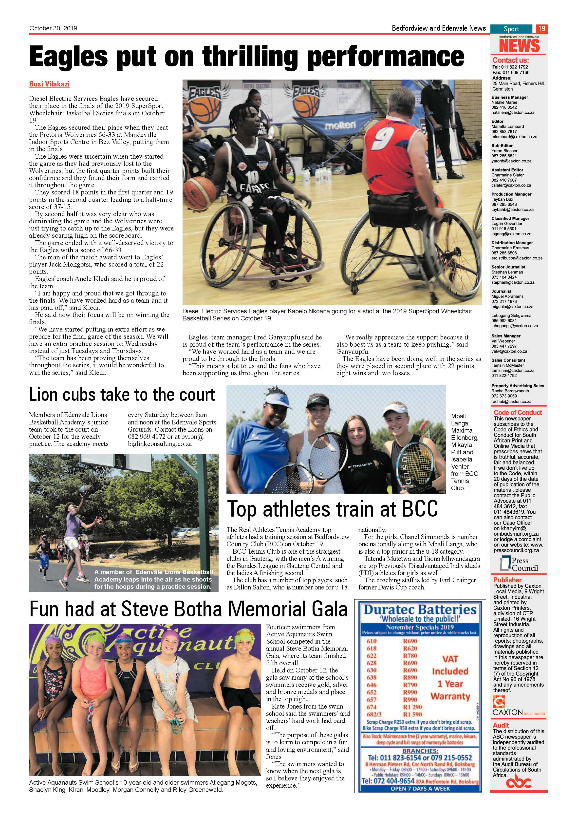 Bedfordview and Edenvale News 30 October 2019 page 19
