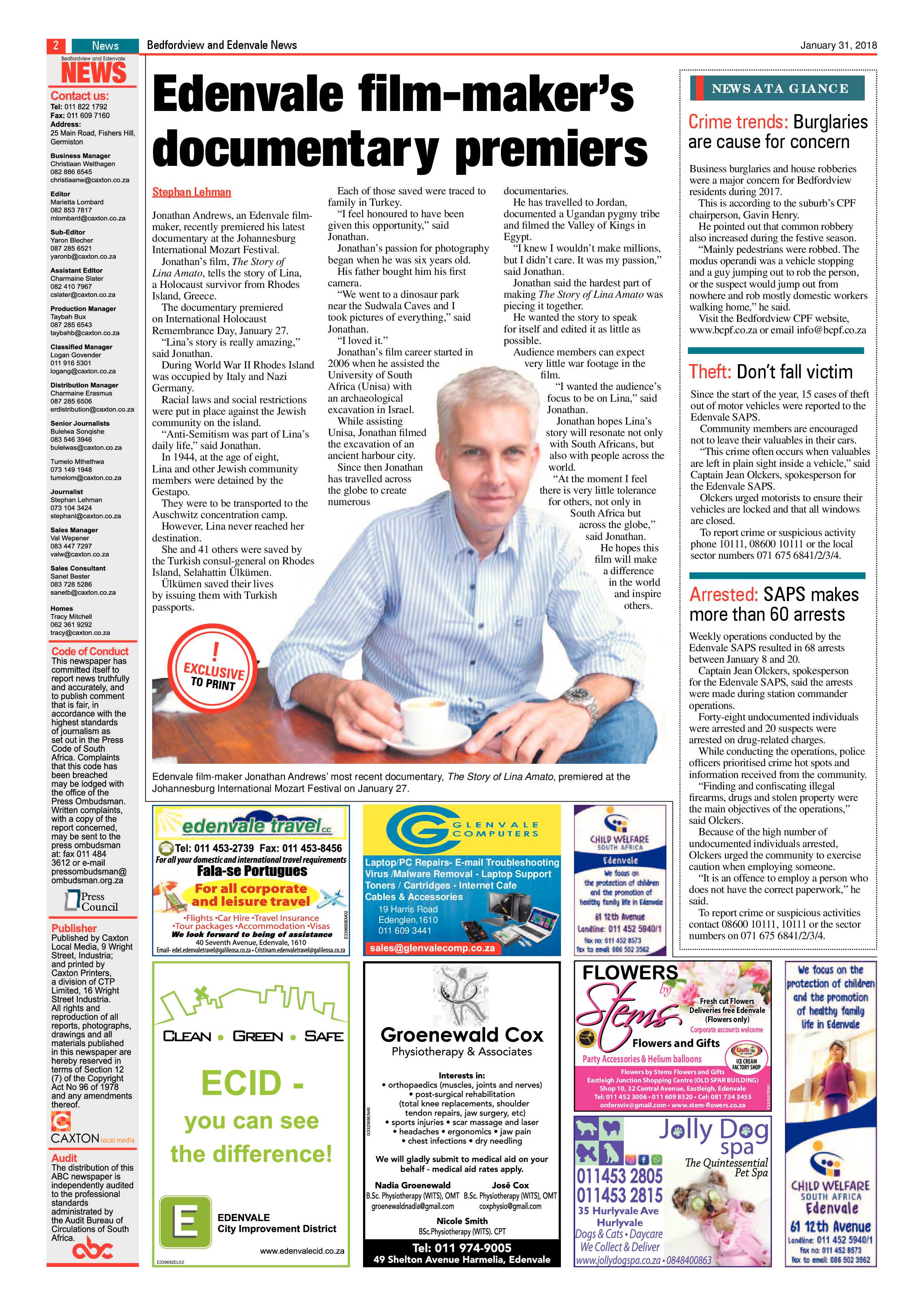 Bedfordview and Edenvale News 31 January 2018 page 2