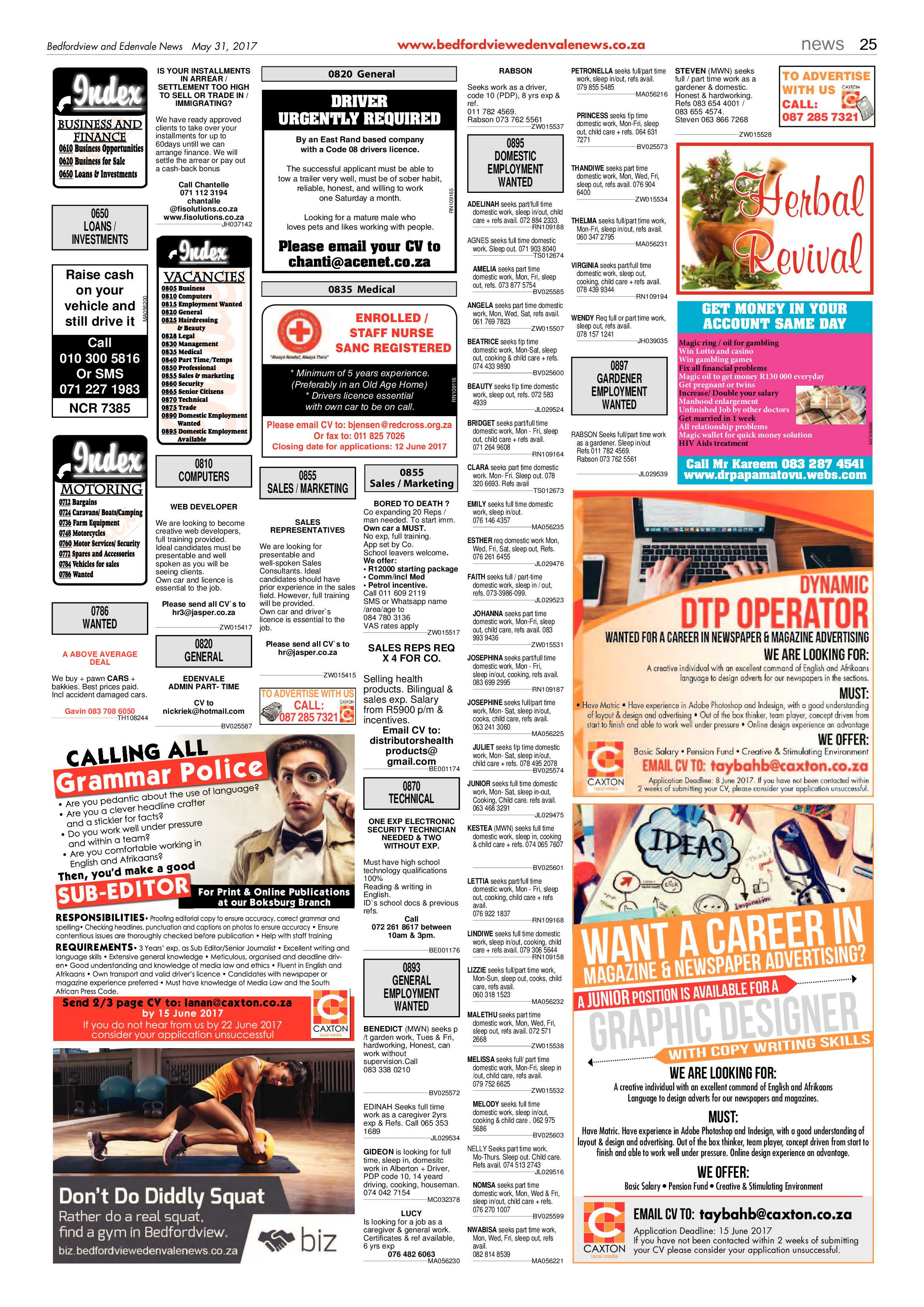 Bedfordview and Edenvale News 31 May 2017 page 25