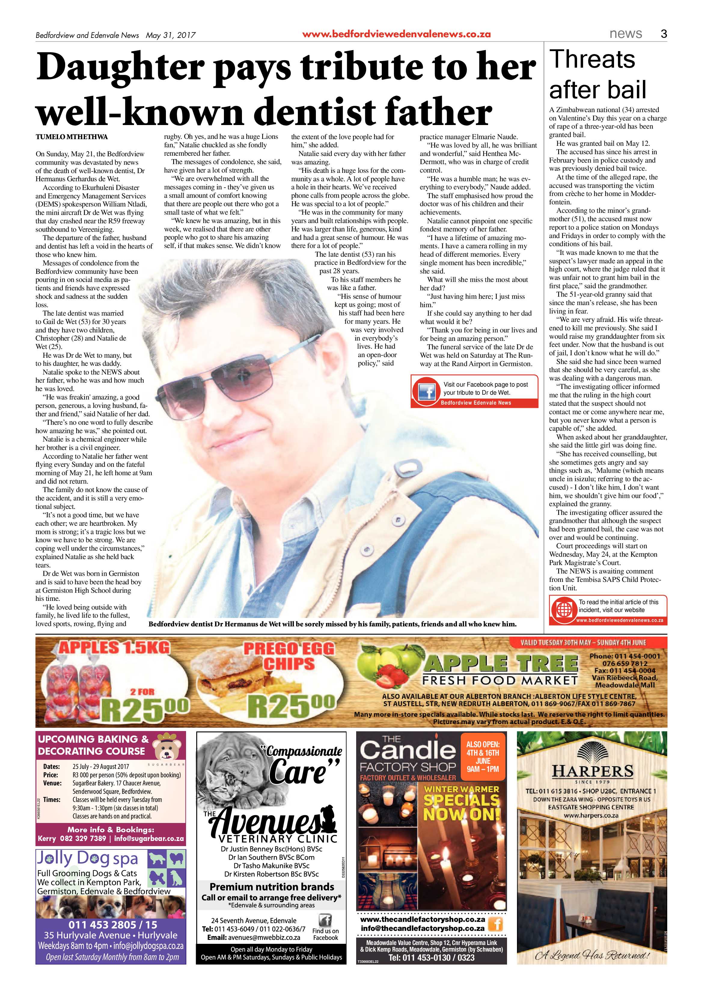 Bedfordview and Edenvale News 31 May 2017 page 3