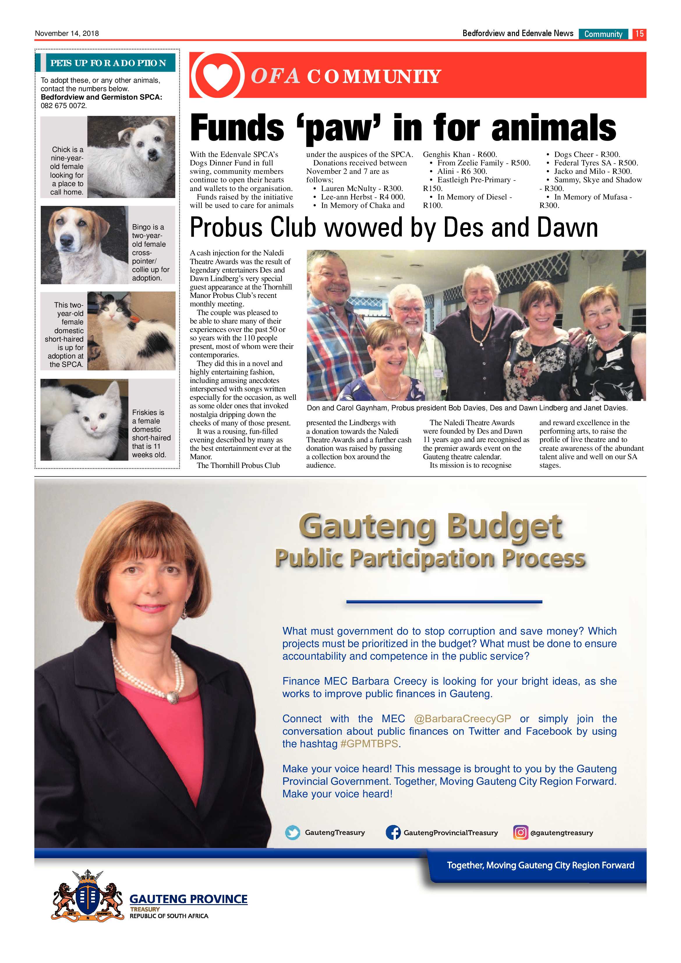 Bedfordview and Edenvale news 14 November 2018 page 15