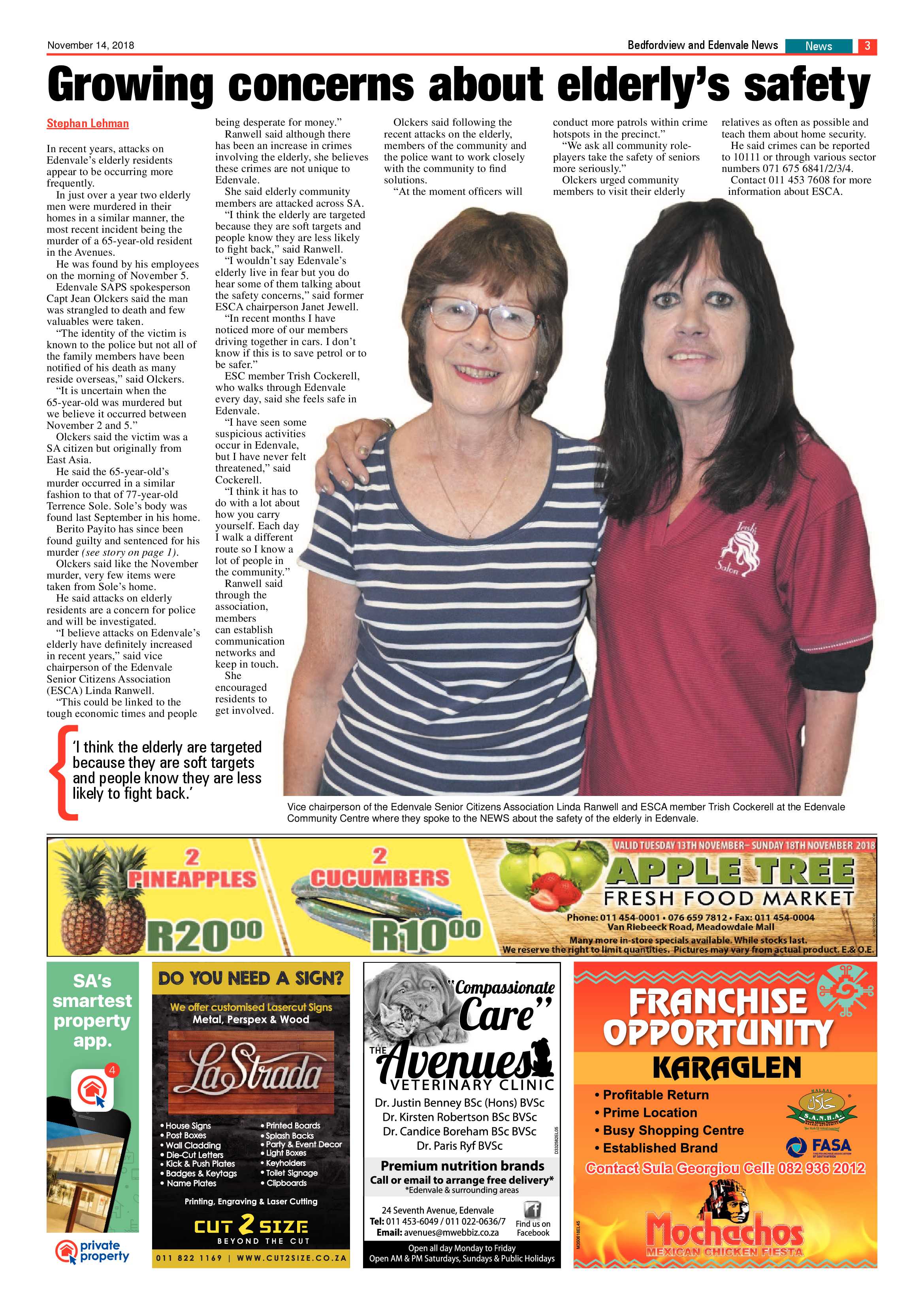Bedfordview and Edenvale news 14 November 2018 page 3