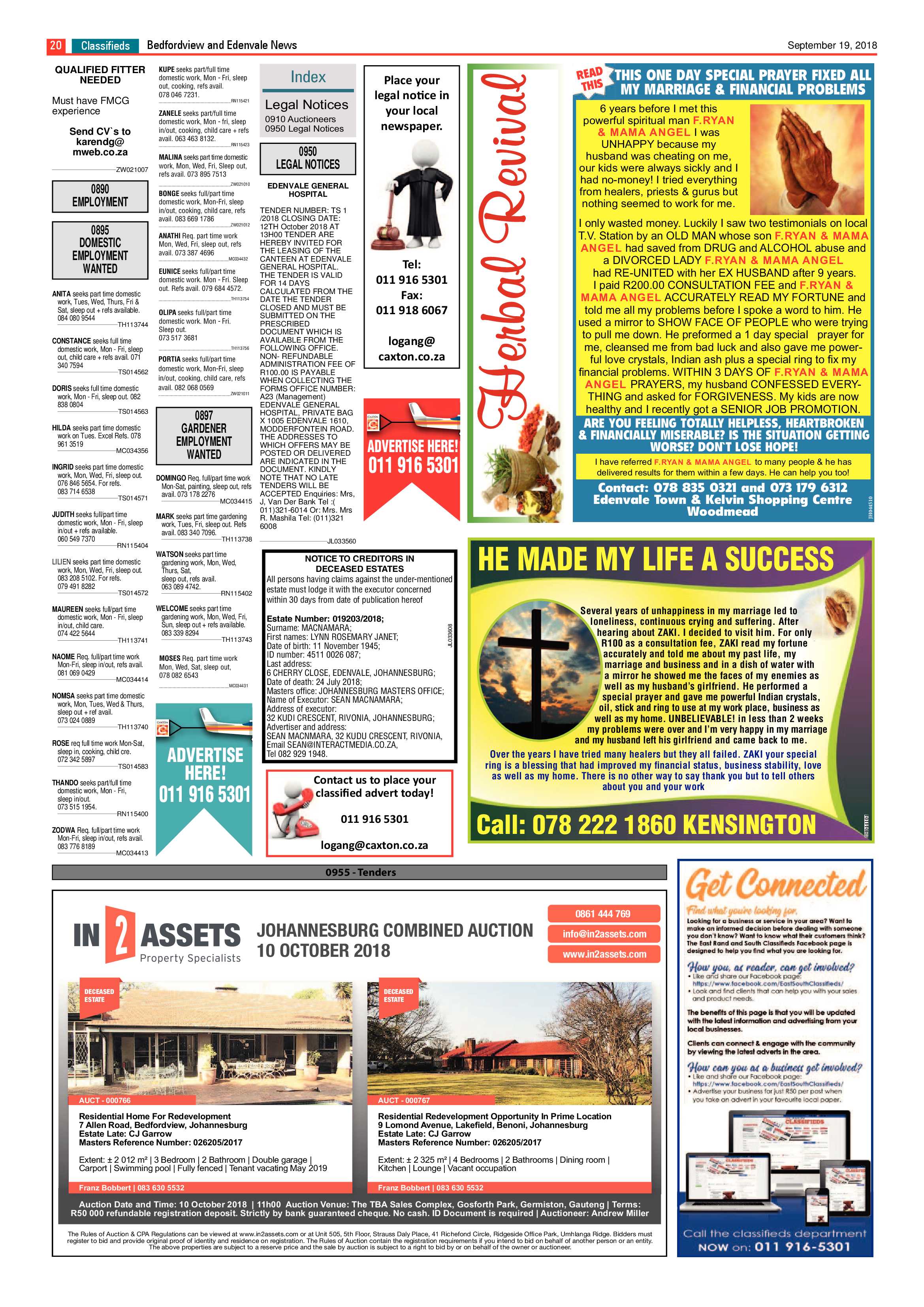 Bedfordview and Edenvale news 19 September 2018 page 20